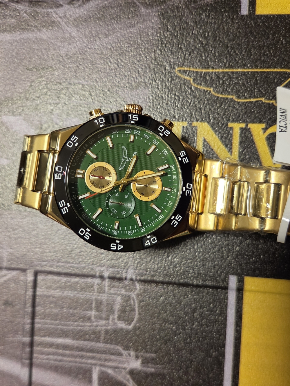 Invicta Gold-Tone Men's Watch with Green Dial